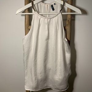 Marciano White Silk Athena Top with Gold feature